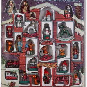 Brubaker 24-TLG. Set Weihnachtsbaumschmuck aus Holz, bis zu 7,5 cm große Figuren, handbemalt und in exkl. XXL Weihnachts-Geschenkbox