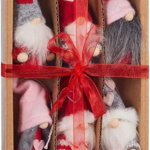 BRUBAKER Christbaumschmuck »Dekoanhänger Herz Zwerge aus Holz und Strick« (6-tlg), Baumanhänger Weihnachten Wichtel – Geschenkanhänger Valentinstag…