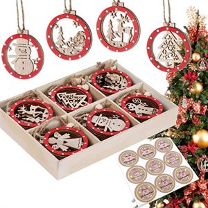 Christbaumschmuck Holz Set, Anhänger Weihnachten Holz, 30 Weihnachtsschmuck aus Holz, Weihnachtsbaumschmuck Holz, Holz Weihnachtsdeko Anhänger,…