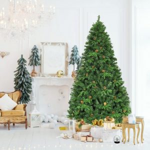 COSTWAY Künstlicher Weihnachtsbaum »LED Tannenbaum, Christbaum«, 210cm, mit LED-Lichterketten, Klappsystem und Metallständer