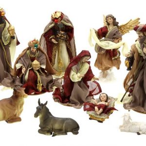 Creation Gross Krippenfigur »Krippenfiguren Set mit Kleidern, 10-teilig, heilige Familie & heilige drei Könige, bis 27cm Höhe« (10 Stück)