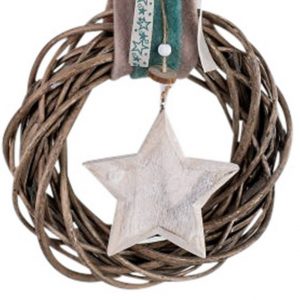 dekojohnson Dekokranz »dekojohnson Rattan-Kranz mit Stern weihnachtlicher«