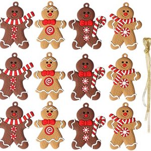 Elionless Weihnachtsbaumschmuck, 12 Stück, traditioneller Ingwer Mann, Weihnachtsbaumschmuck zum Aufhängen, Charms (Lebmann B)