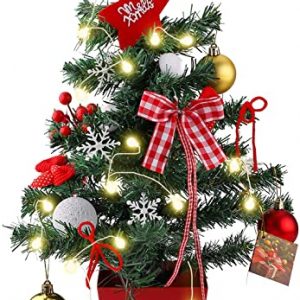 Hileyu Weihnachtsbaum künstlich 50cm mit LED-Leuchten Mini Weihnachtsbaum Tischplatte Tannenbaum künstlich Tisch-Weihnachtsbaum Weihnachtsbaum…