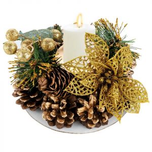 Homewit Adventskranz »Adventskranz künstlich für Teelichter, Tisch Deko zu Weihnachten, Künstlicher Dekokranz mit Weihnachtsdekoration«,…