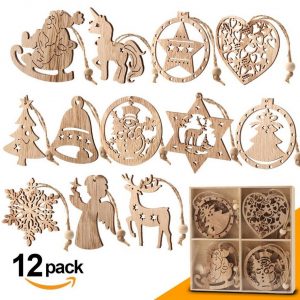 Homewit Christbaumschmuck »Verschiedene Weihnachtsbaumschmuck, Weihnachtsbaum Deko, Holz Weihnachtsdeko Mit Hanfseil und beweglichen Holzperlen,…