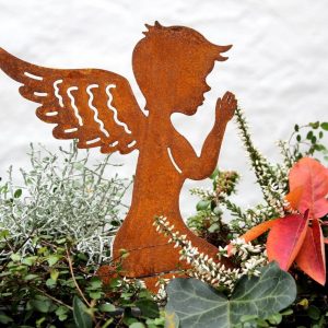 LB H&F Lilienburg Engelfigur »Grabdeko Grabschmuck Engel Rost Rostengel betender Trauerengel Grabengel Schutzengel Dekofigur Grabfigur Geschenk…