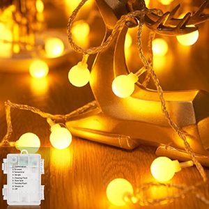 Lichterkette Balkon LED Außen,Bigzom 6.5m 40LEDs Warmweiße Lichterkette Aussen Batterie 8 Modi Wasserdicht Außen Innen Weihnachten Lichterketten…