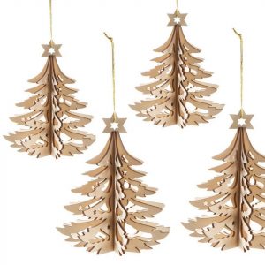 Logbuch-Verlag Christbaumschmuck »Tannenbäume aus Holz zum Aufhängen natur braun 4 Stück«