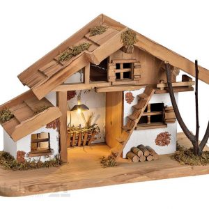matches21 HOME & HOBBY Krippe »Große Krippe Holz Weihnachtskrippe mit LED Beleuchtung«, Authentische Bemalung