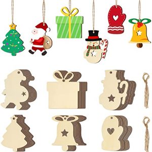 Oladwolf Weihnachtsanhänger Holz Weihnachtlicher Baumschmuck, Christbaumschmuck Holz Anhänger Weihnachtsdeko Basteln Weihnachten Kinder, DIY…
