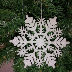 Omeere Christbaumschmuck »6er Set Schneekristalle Aufhänger weiß glänzend glitzernd Glitzer Sterne Schneeflocke Weihnachtsbauschmuck Baumaufhänger…