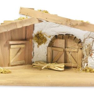 RIFFELMACHER & WEINBERGER Krippe »Weihnachtskrippe „Grafenau“ – 37x16x18cm, Krippenstall Holzkrippe Naturfarben – 78102« (1-tlg)