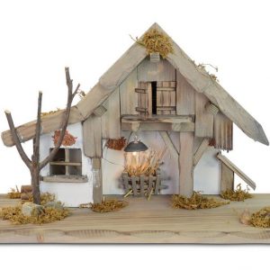 RIFFELMACHER & WEINBERGER Krippe »Weihnachtskrippe „Oberjettenberg“ – 40x19x24cm, Krippenstall Naturfarben – 78084 – Holzkrippe Landhausstil«…