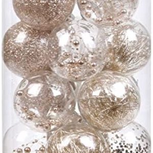 Sea Team 70mm/2.76″ Feine dekorative Kleinigkeit mit Gemälde & funkelndem Weihnachtsbaumschmuck als Thema, Christbaumkugel-Set—24 Stück