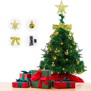 SINCHER Tisch-Weihnachtsbaum, 55cm Desktop Weihnachtsbaum mit LED-Lichtern, stilvoll, glitzernd, warm, stimmungsvoll, einfach zu montieren, Dekoration