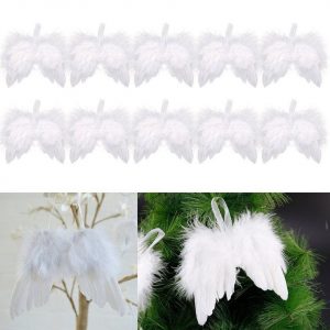 SurePromise One Stop Solution for Sourcing Christbaumschmuck (10-tlg), Engelsflügel Federn Anhänger Flügel Engel Weihnachten Baby Taufe Deko DIY…
