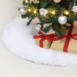 Weiß Plüsch Weihnachtsbaum Rock 47zoll/120cm Weihnachtsbaum decke Christbaumständer Teppich Runde Form Schneeflocke Weiß Weihnachtsbaum Abdeckung…