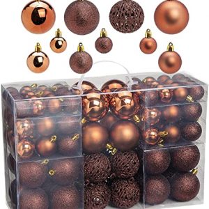 WOMA Christbaumkugeln Set in 14 weihnachtlichen Farben – 50 & 100 Weihnachtskugeln Braun Kupfer aus Kunststoff – Gold, Silber, Rot & Bronze /…