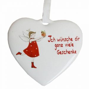 440s Christbaumschmuck »440s Keramik-Herz Hänger mit Spruch Motiv Engel« (1-tlg)