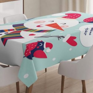 Abakuhaus Tischdecke »Farbfest Waschbar Für den Außen Bereich geeignet Klare Farben«, Weihnachten Vogel Schnee Weihnachten Theme