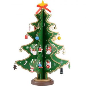 AcserGery Künstlicher Weihnachtsbaum »Grüner künstlicher Weihnachtsbaum aus Holz, Tischdekoration mit Mini-Weihnachtsschmuck für…