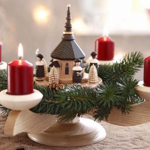 Albin Preissler Adventsleuchter, mit Seiffener Kirche