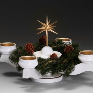 Albin Preissler Adventsleuchter »Weihnachtsstern«, Ø 22 cm, weiß, inkl. Tannenkranz
