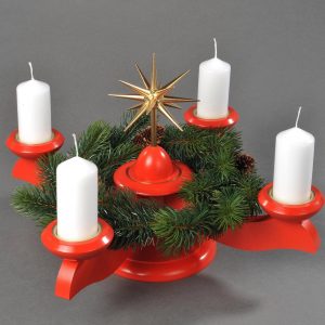 Albin Preissler Adventsleuchter »Weihnachtsstern«, Ø 29 cm, rot, inkl. Tannenkranz