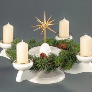 Albin Preissler Adventsleuchter »Weihnachtsstern«, Ø 29 cm, weiß, inkl. Tannenkranz