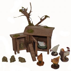 Alfred Kolbe Krippen-Zubehör »Hühner- mit Hasenstall inkl. Hühner und Hasen«, (Set, 10 St.)