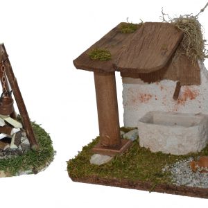 Alfred Kolbe Krippen-Zubehör, (Set, 2tlg.), Brunnen und Lagerfeuer mit Beleuchtung