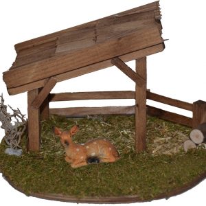 Alfred Kolbe Krippen-Zubehör, (Set, 4tlg.), Unterstand mit Reh, Hirsch und Kitz