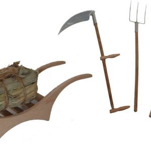 Alfred Kolbe Krippen-Zubehör (Set, 5tlg), Leiterkarren mit Heubündel, inkl. Rechen, Sense und Heugabel