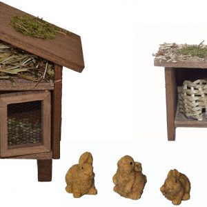 Alfred Kolbe Krippen-Zubehör, (Set, 6tlg.), Hasenstall mit 4 Hasen und Bienenhaus