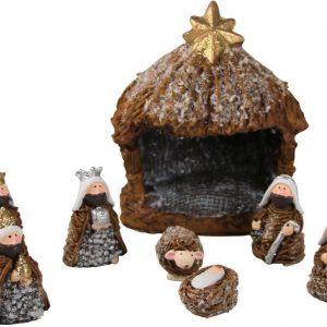 AM Design Krippe (8-tlg), inklusive 7 Figuren, Maße: ca. (B/T/H) 9,50/11/7 cm