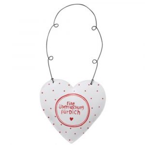 Anhänger Herz aus Metall Weiß 8 x 8 cm versch. Varianten