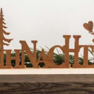 BADEKO Deko-Schriftzug »Deko – Schriftzug Weihnachten aus gerostetem Metall und geflämmten Fichtenholz zum hinstellen«