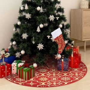 Baumteppich »Luxus-Weihnachtsbaumdecke mit Socke Rot 90 cm Stoff«, vidaXL