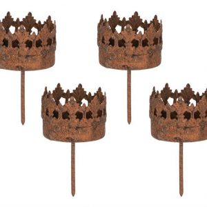 BigDean Teelichthalter »4er Set Teelichtstecker aus Metall − 4,5×8,5 cm − Windlicht mit Dorn − Rost Teelichter Adventskranz Adventsgesteck«