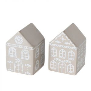 BOLTZE Dekoobjekt »2tlg. Dekohaus GINGERBREAD beige weiß H12cm Deko Weihnachten (2 Motive)«