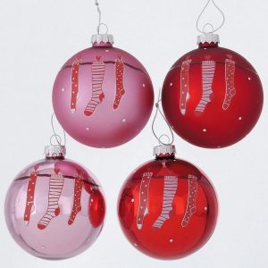 BOLTZE Weihnachtsbaumkugel »12-tlg. Glas-Weihnachtskugel Set "Socke" D8cm«