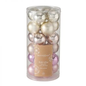 BOLTZE Weihnachtsbaumkugel »Weihnachtskugeln 24 tlg. 6cm«, Rosa Glas-Kugeln Christbaumschmuck Xmas Dekoration