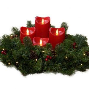 BONETTI Adventskranz »Künstlicher Adventskranz mit Lichterkette und 4 LED Kerzen«, batteriebetrieben, Ø 40cm, Tannenkranz mit Zapfen und Beeren,…