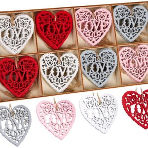 BRUBAKER Christbaumschmuck »Dekoanhänger Love Set« (24-tlg), Weihnachtsanhänger Liebe, Holz Deko für Valentinstag, Weihnachten oder DIY Dekorationen