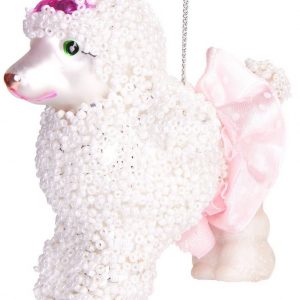 BRUBAKER Christbaumschmuck »Handbemalte Weihnachtskugel Weißer Pudel mit Tutu«, eleganter Weihnachtsanhänger aus Glas, mundgeblasenes Unikat – ca….