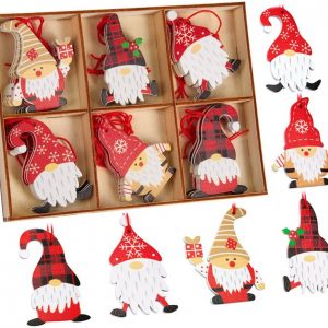 BRUBAKER Christbaumschmuck »Weihnachtsanhänger Wichtel Set« (24-tlg), Dekoanhänger Lustige Zwerge mit Weihnachtsmützen und Geschenke, 5,8 cm hoch