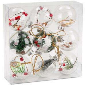 BRUBAKER Weihnachtsbaumkugel »Christbaumkugel Set aus Acryl« (9 St), Baumkugel Set mit Juteaufhängern, befüllte Weihnachtskugeln