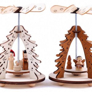 BRUBAKER Weihnachtspyramide »Holzpyramide im 2er Set«, mit 2 Motiven, Tischpyramiden aus Holz, handbemalte Figuren