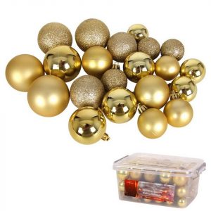 BURI Weihnachtsbaumkugel »Weihnachtsbaumkugeln gold 70 Stück in Aufbewahrungsbox Christbaumschmuck Deko«